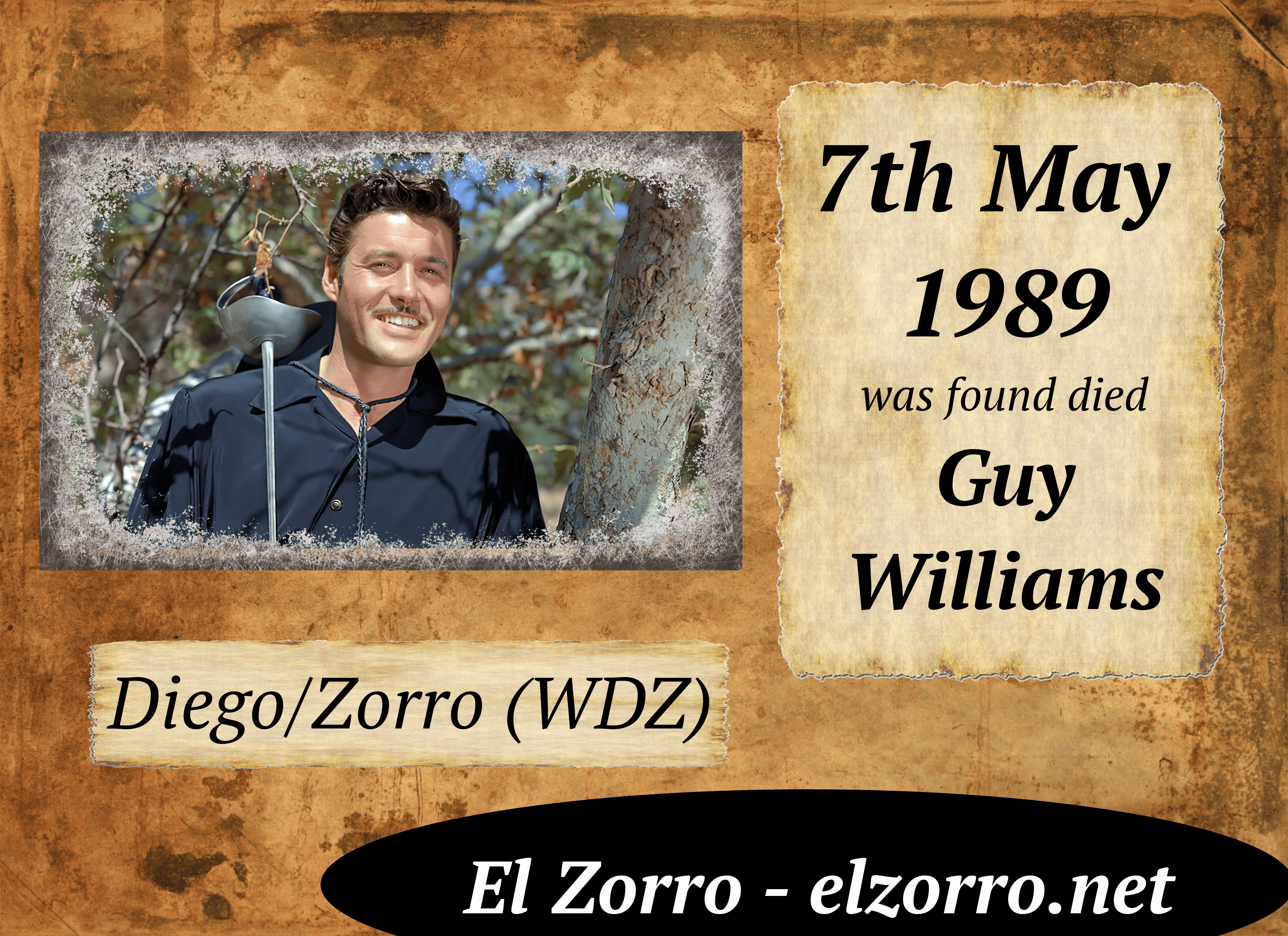 7 maja zm. Guy Williams ENG Diego Zorro