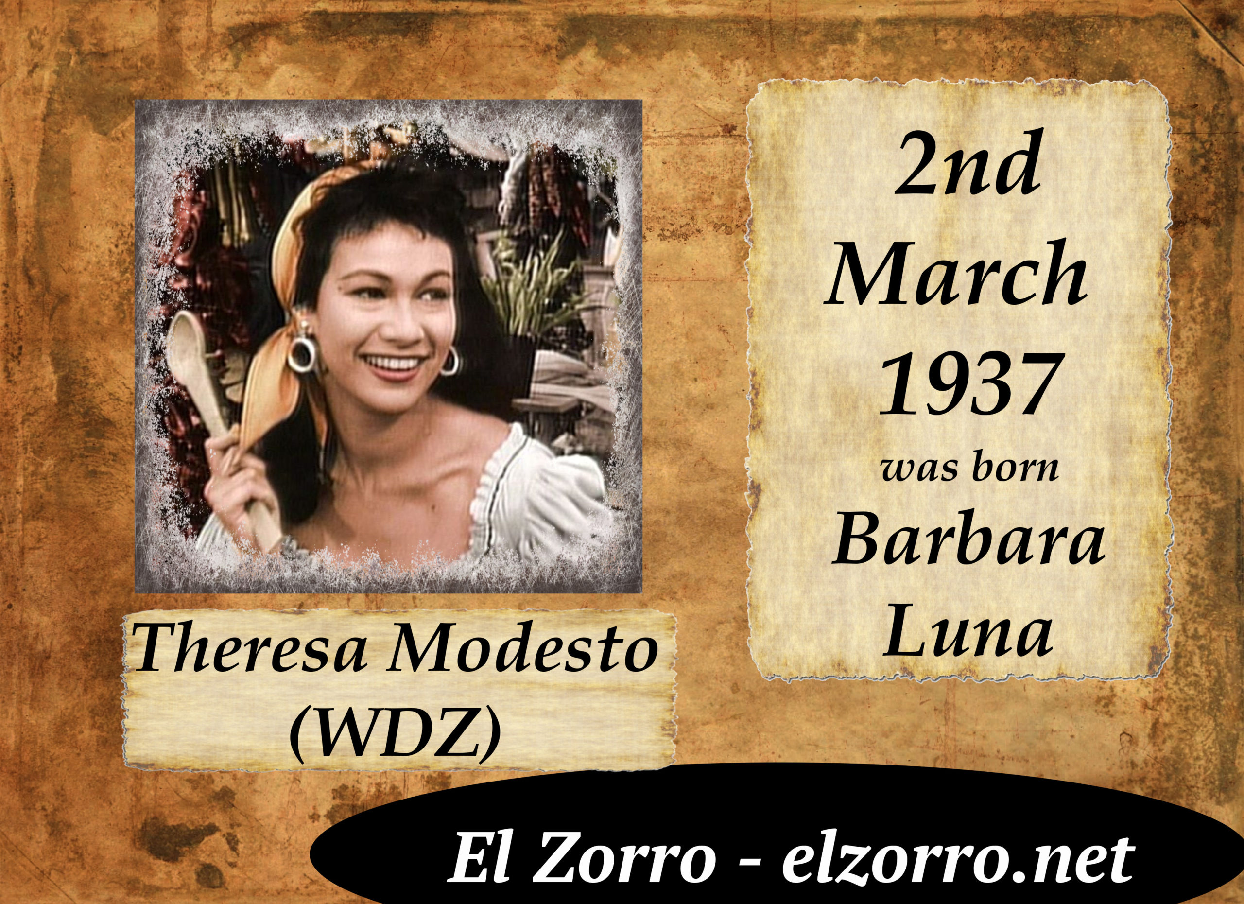 2 marca ur. Barbara Luna ENG Theresa Modesto Walt Disney Zorro