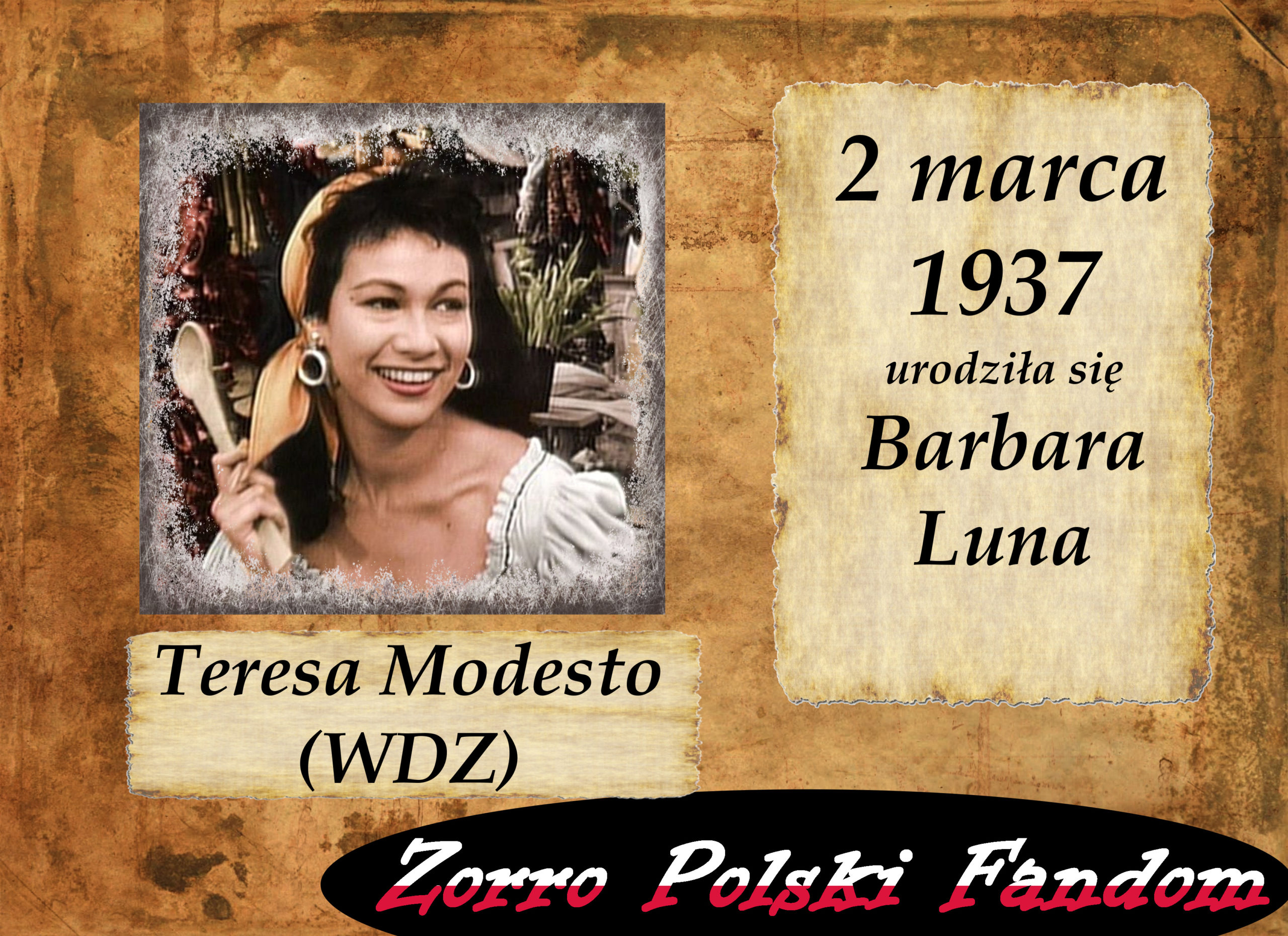 2 marca ur. Barbara Luna PL Teresa Modesto Walt Disney Zorro